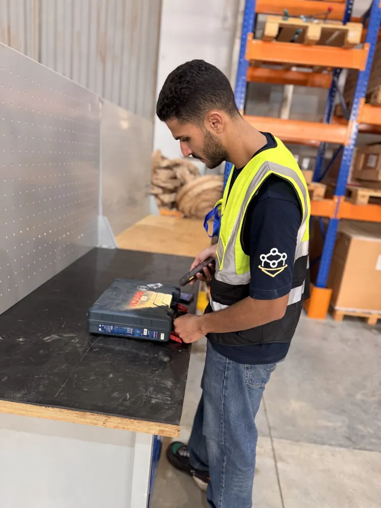 Scanning a power tool in the warehouse